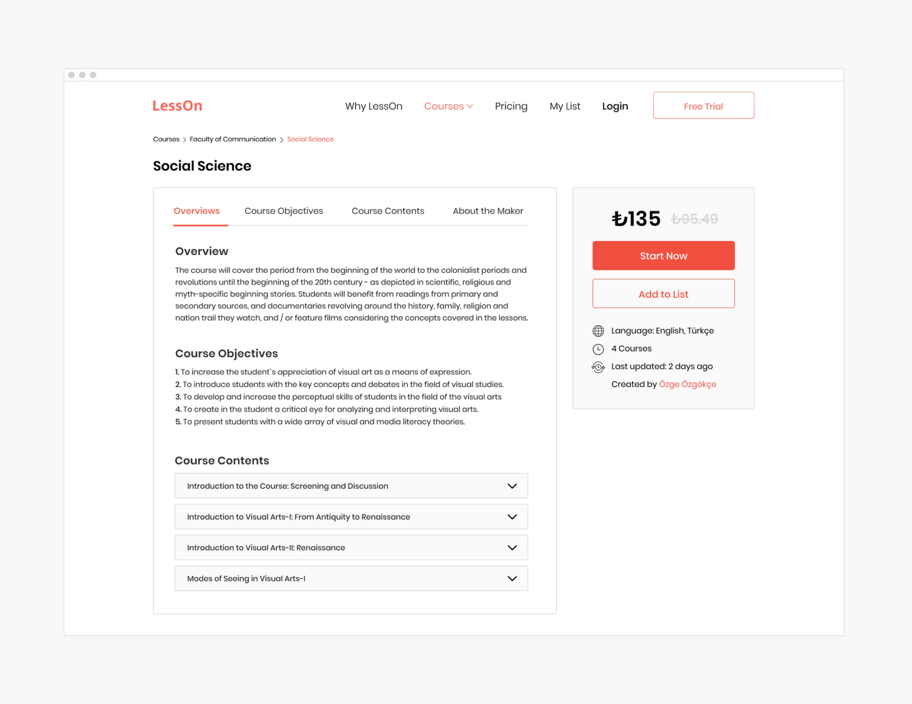 Course Detail Page